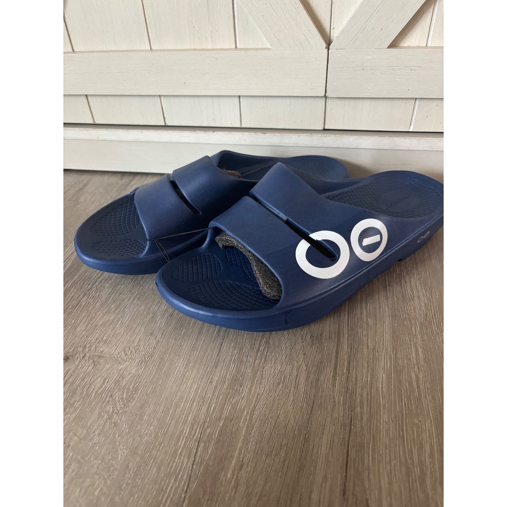 Oofos sports slide blue men's 10 women's 12